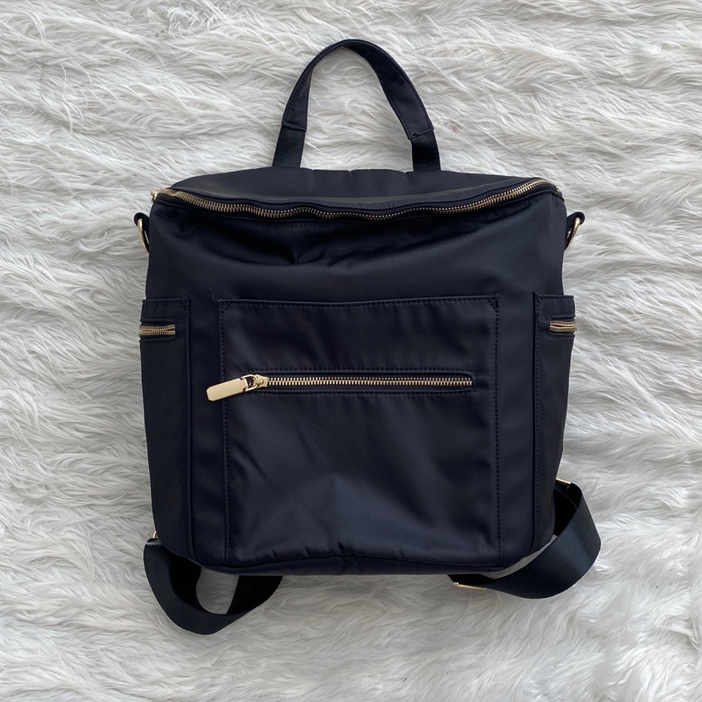 Miss Fong | Black Nylon Backpack Diaper Bag